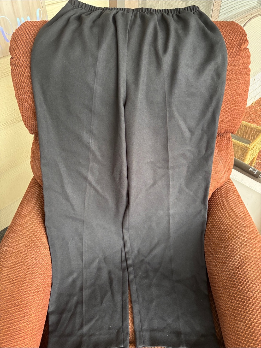 Leslie Fay Black Straight-Leg Pull On Dress Pants